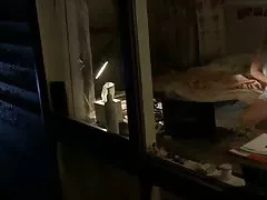 Blonde voyeur masturbering